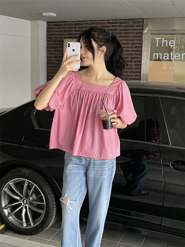 [clean space] Korean version solid color short sleeved shirt 31281# CLS
