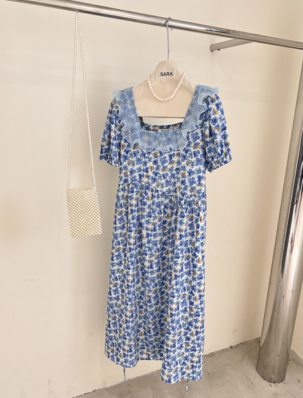 goods in stock! New in early summer! [Sara] Korean floral lace up dress 16988# lwy
