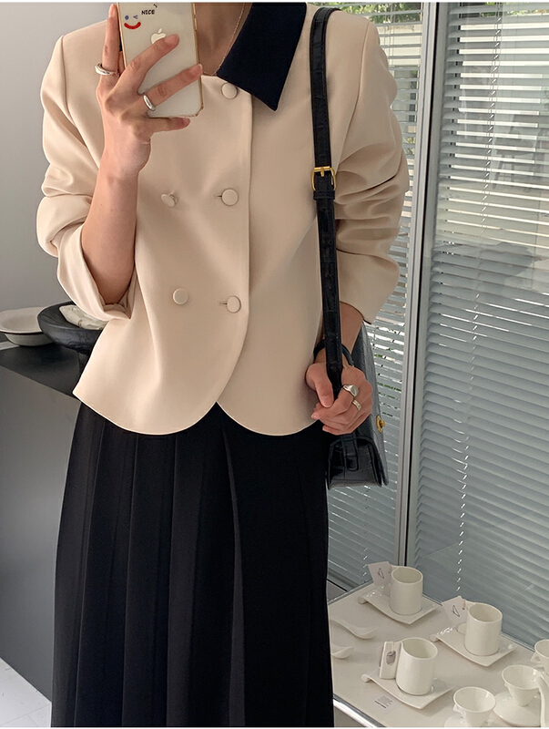 goods in stock! New year in early spring! [the mind] ins Korean style color contrast design short coat 60165# jhy