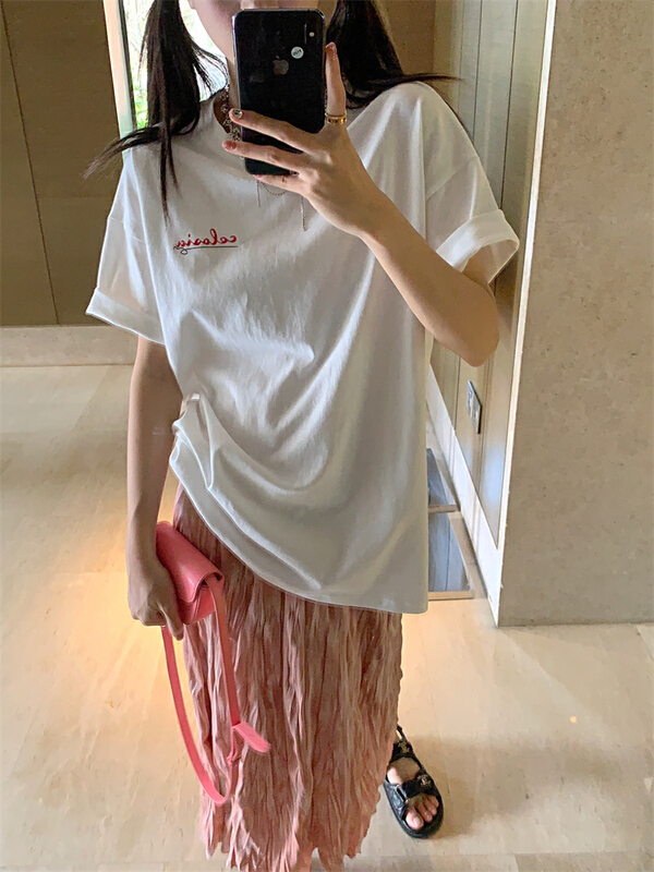 New in early summer! [timely rain] Han Feng ins summer printed letter design flower short sleeve T-shirt 31630# WPL
