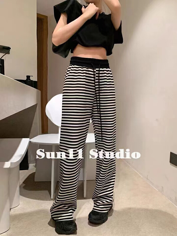 [Meet Rainbow] Korean striped comfortable casual pants 08157# LSL