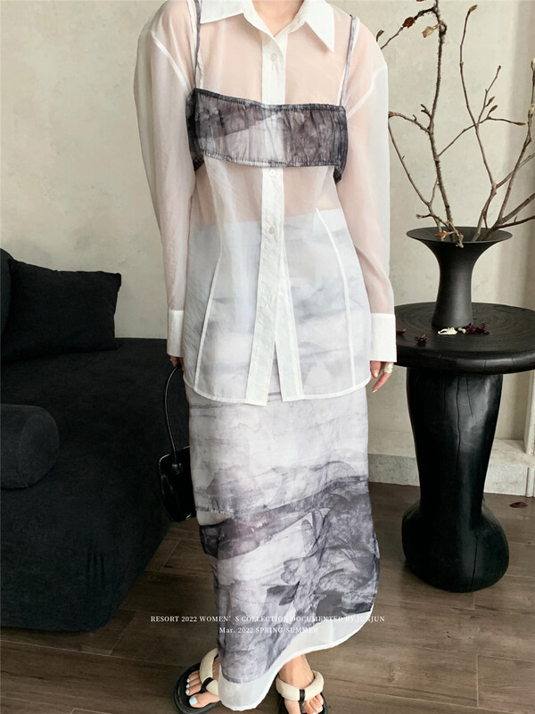 goods in stock! [DT class] trendy ink printing short vest / suspender (suspender only) 4695# XYJ