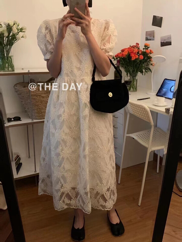 [the day] Korean Style Embroidered round neck dress 8915# ll