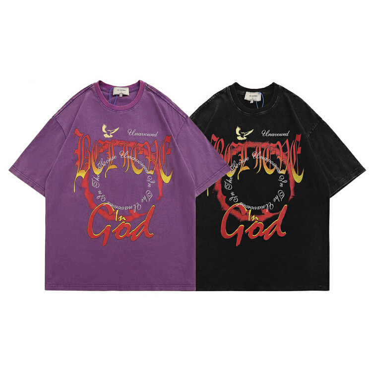 [the unvowed] men's and women's personalized old letter printed short sleeve T-shirt 2322# ZZL