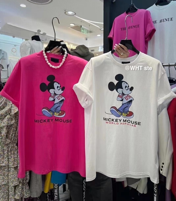 goods in stock! Main push 7 colors!! Super color! [wht] Mickey print shoulder pad loose short sleeve T-shirt 3078# WTT