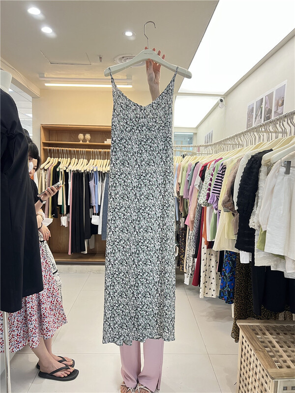 [Yimei] Korean Style Floral Chiffon suspender dress 9009# LSL