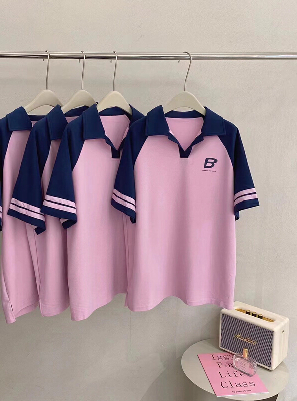 [path home] contrast color aging polo collar short sleeve dress 80519# WTT