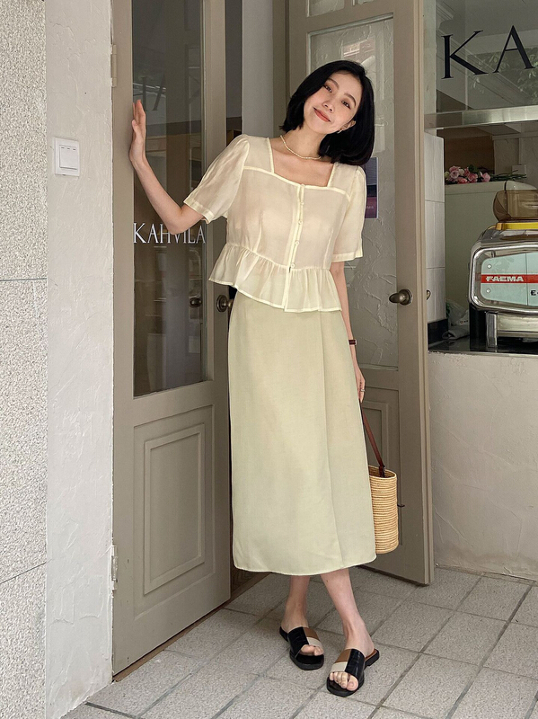 New in early summer! [C for her] Korean slim fit solid color skirt 5158# XJ