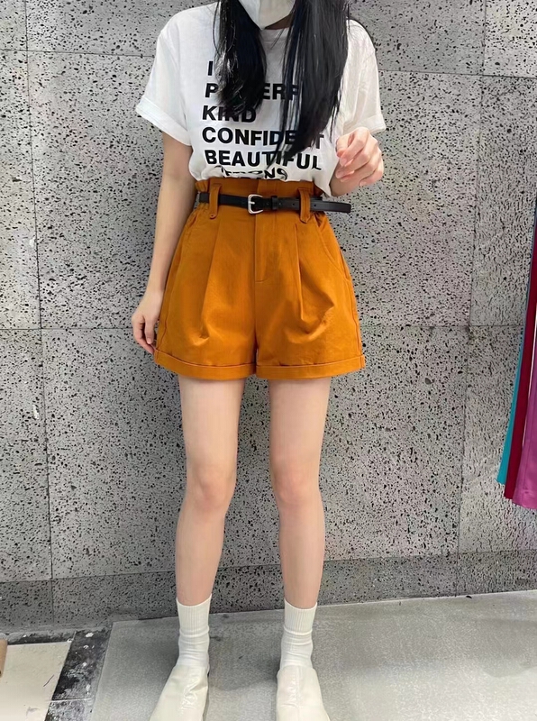 [kakajia] simple and versatile high waist and wide leg casual shorts (with belt) 9101# ozq