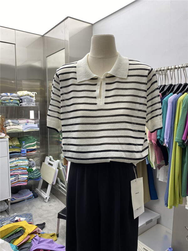 [mm. C] striped Pullover versatile T-shirt 1352# lwy