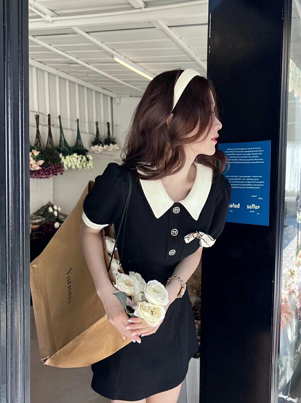 [LML] Korean Spice Girl Polo neck slim dress (with butterfly detachable) 9518# ozq