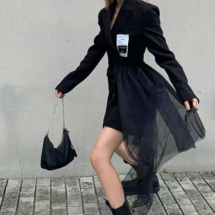 goods in stock! New year in early spring! [Kiki studio] Hong Kong Style cool design feeling slim suit dress 5456# hjy
