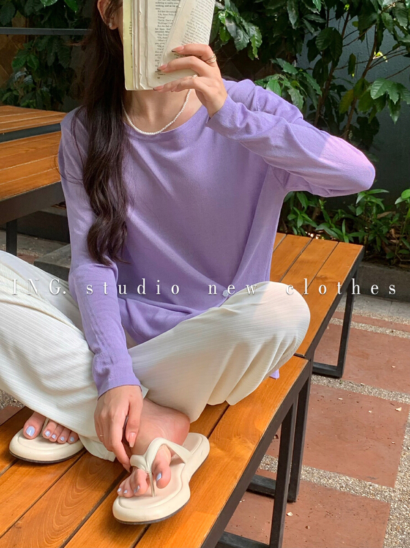 [ing] round neck pullover, side split sunscreen shirt w3536# HBx