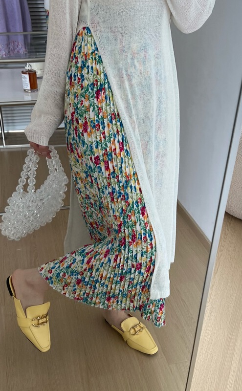 goods in stock! [sunshine] Korean floral pleated skirt 9517# cqw