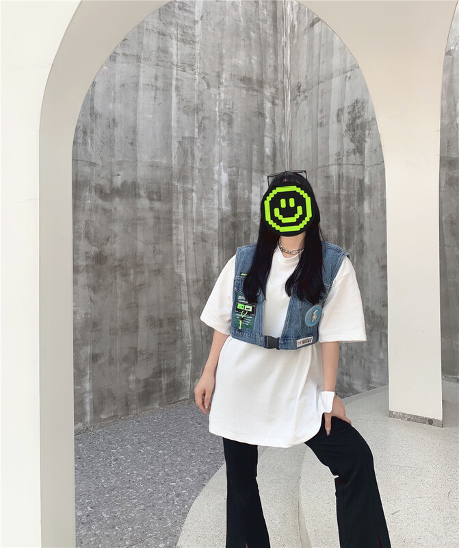 [ylanvo] fashion personalized Denim Short vest 8516-1# cqw