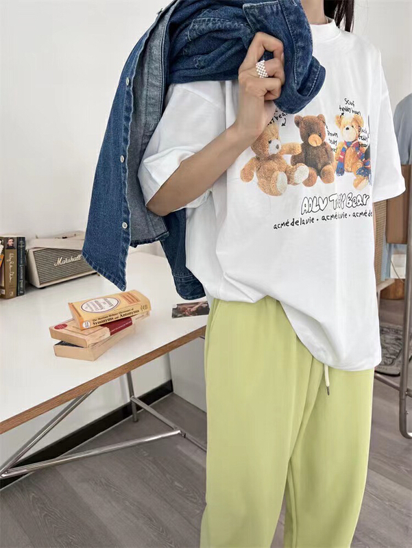 New in early summer! [Yuanxi · elements] four little bear doll short sleeve T-shirt 1881# WTT