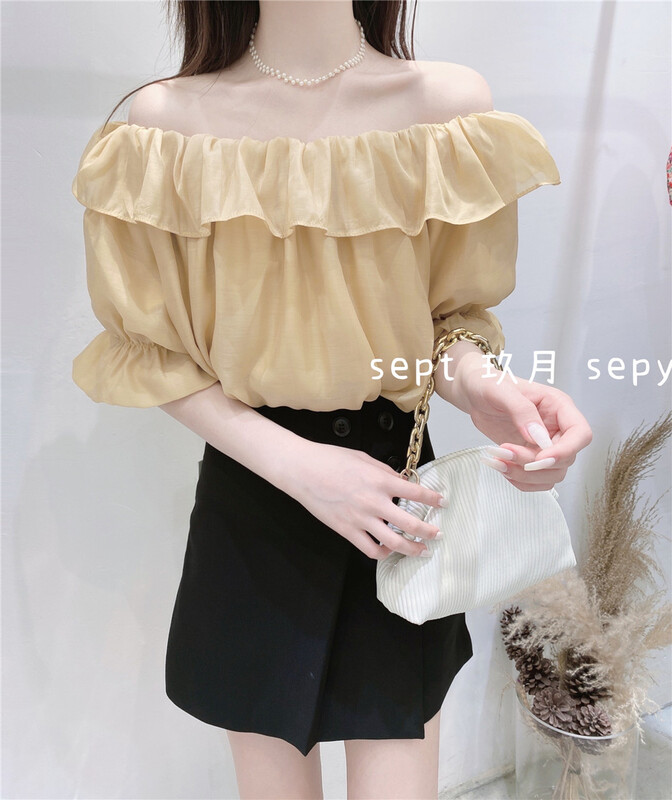 [set] simple and versatile one shoulder shirt 6008-6# zxx