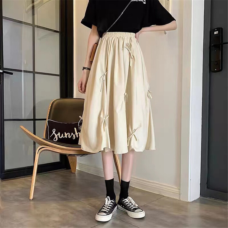 [fne fne] Korean fashion bow design A-line skirt 6036-1# WPL