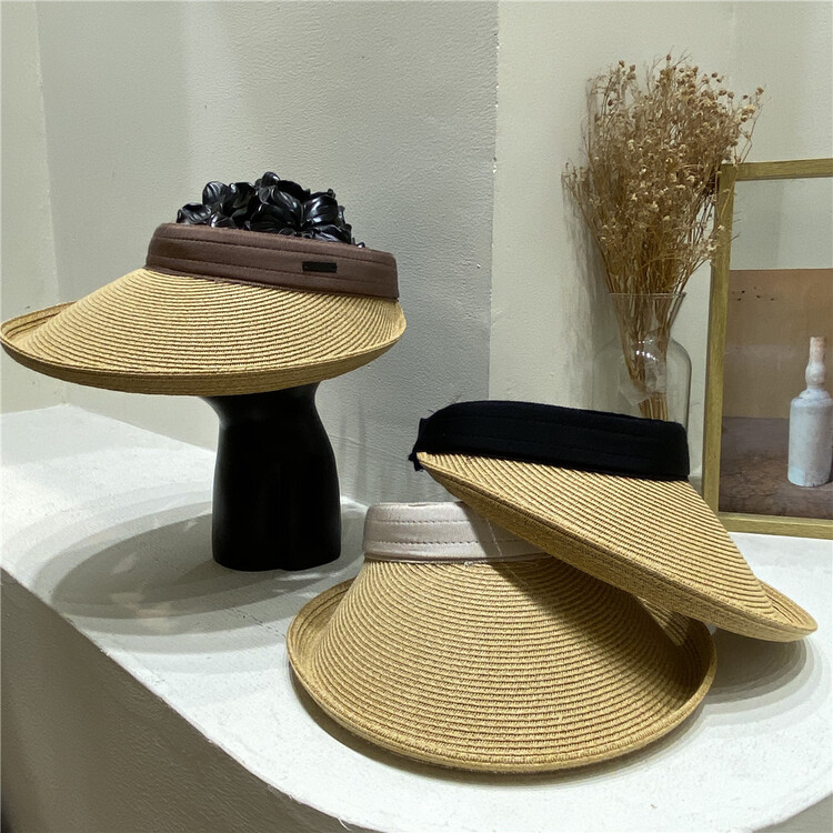 [misslan] color blocked leather label empty top sunshade hat f010# XJ