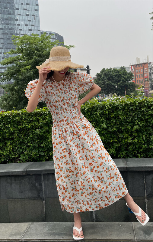 [liger] small fresh broken flower waist and backless dress 1473# WPL