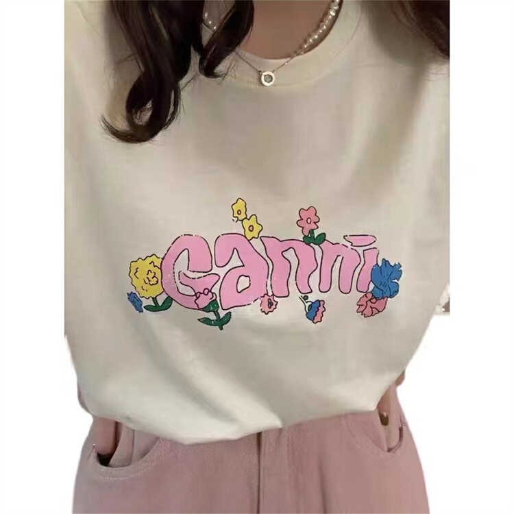 [egg] letter print comfortable short sleeve T-shirt 22070# ll