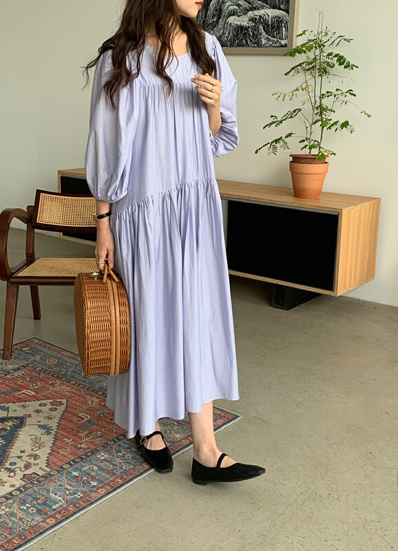 [Hello September] Korean version solid color loose long dress h2213# CLS