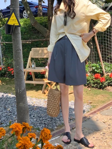 [cuvvi] simple niche slim casual shorts 50640# LSL