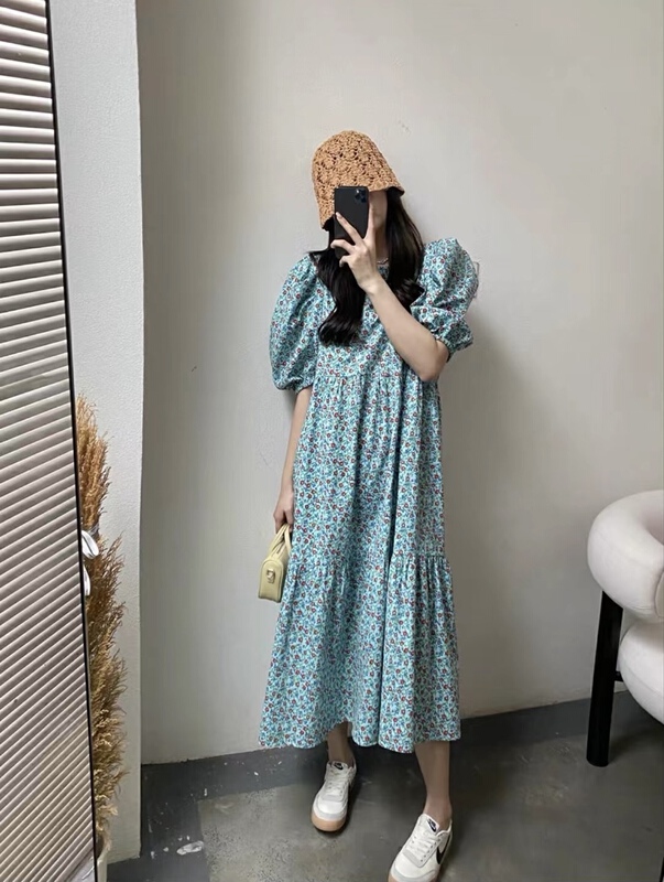 New in early summer! [Na +] Vintage Floral medium length dress 3106# XYY