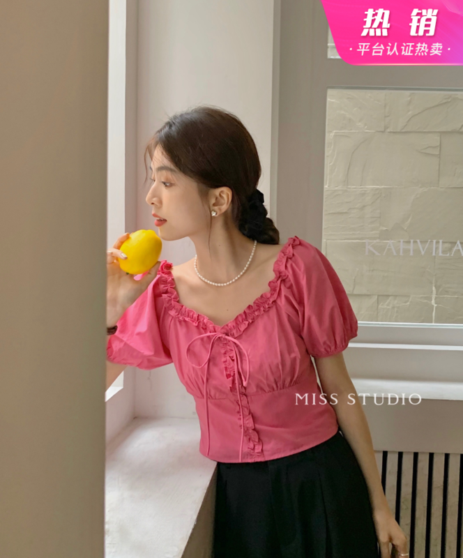 [miss miss home] square collar versatile slim fitting shirt l6627# zjy