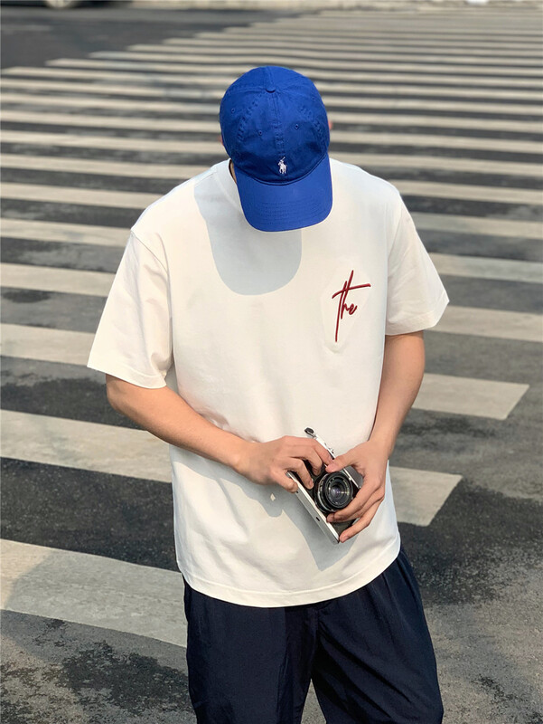 New year in early spring! [quick simple] round neck loose Pullover Korean comfortable breathable micro wide short sleeve T-shirt 22051# ZZL