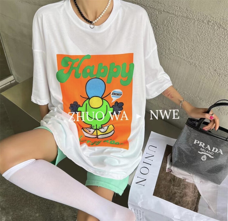 [buyer Yan Xuan zhuowa] personalized printing large loose short sleeve T-shirt 2858# Cl