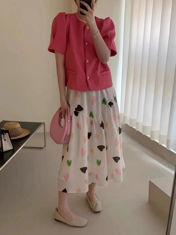 [A Mei A Mei] colorful caring temperament skirt 22820# PCZ