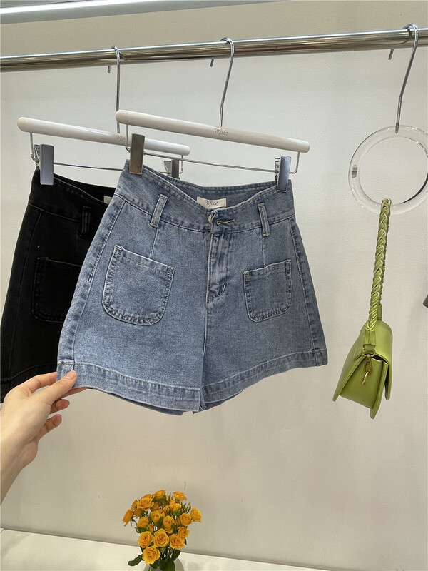 [Mihe] Korean pocket high waist denim shorts 2292# lwy