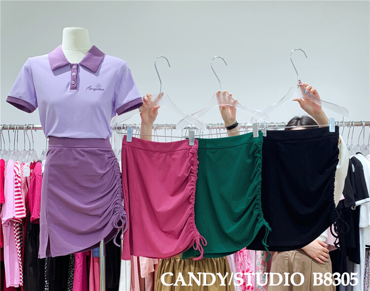 [candy] Korean sweet drawstring versatile skirt 8305# zjy