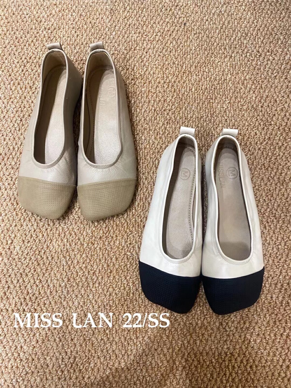 [misslan] color blocked granny shoes square head low flat heel shoes xa201# XJ