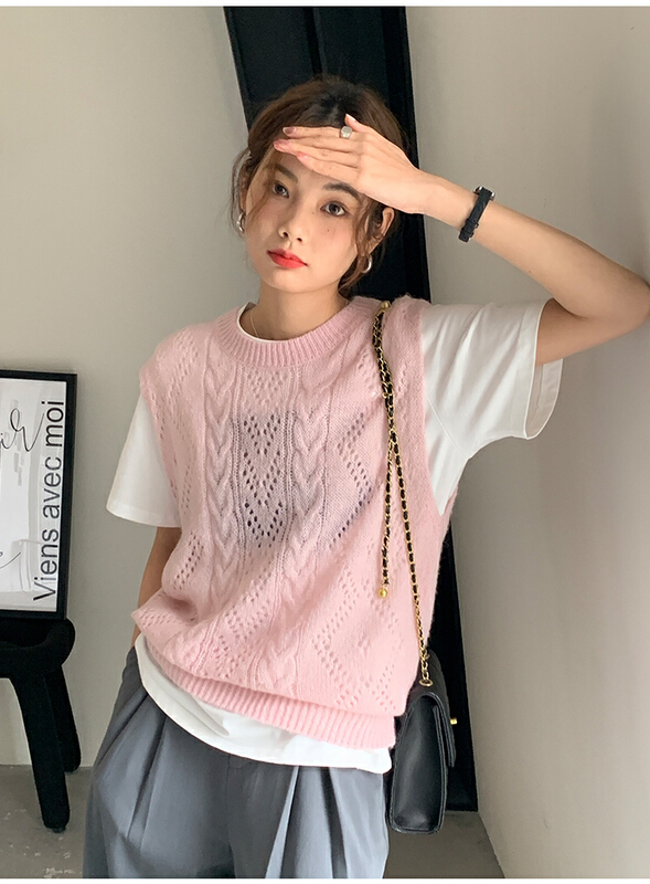 [the mind] ins Korean style solid color versatile wool woven vest (content 15% wool + 10% alpaca wool) 71009# jhy