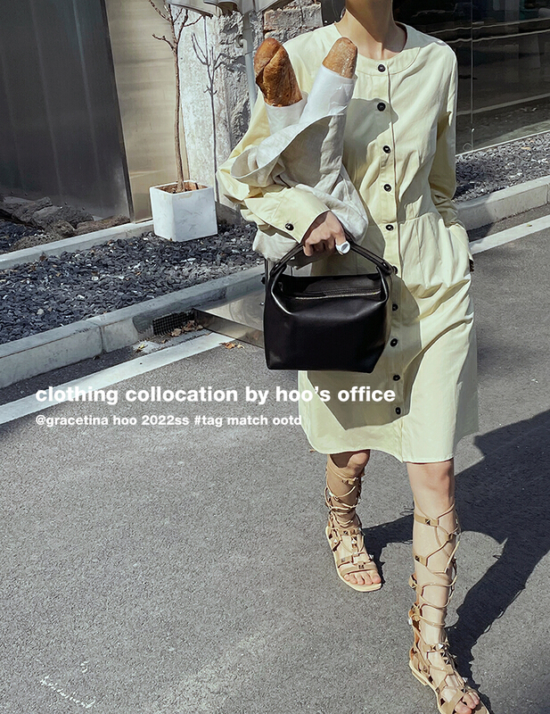 Original price 104.99! New year in early spring! [gracetina Hoo] lazy, versatile, thin, single breasted dress ly582# zxl