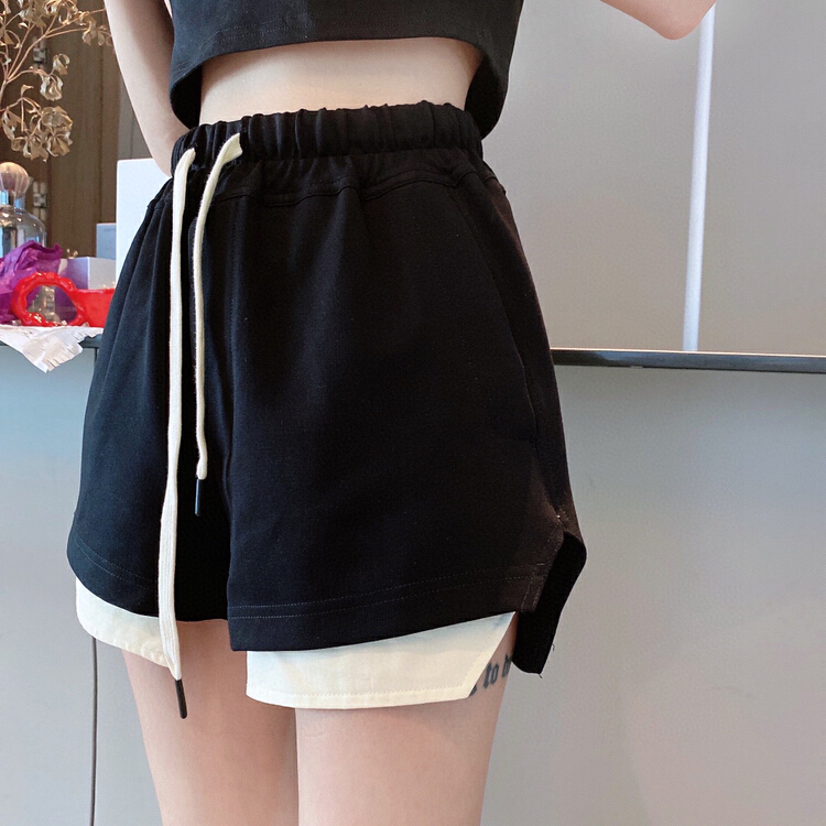 [YT] fake two-piece color blocking niche casual shorts k5993# PCZ
