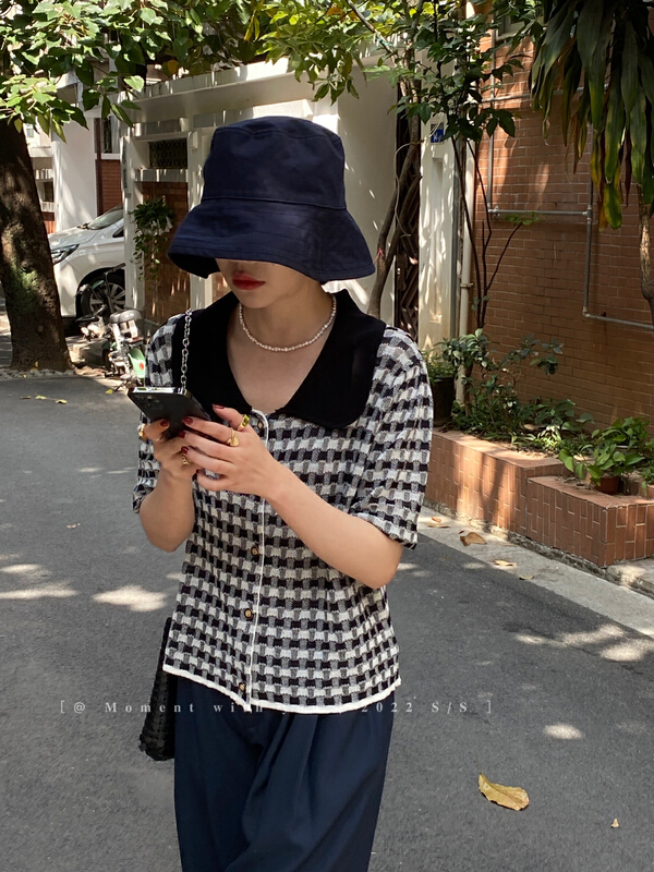 [moment with you] Korean version age reducing and versatile Plaid short coat 1377# LSW