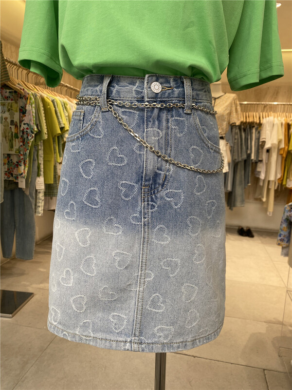 [Boran buran] gradient love denim skirt 7313# LSW