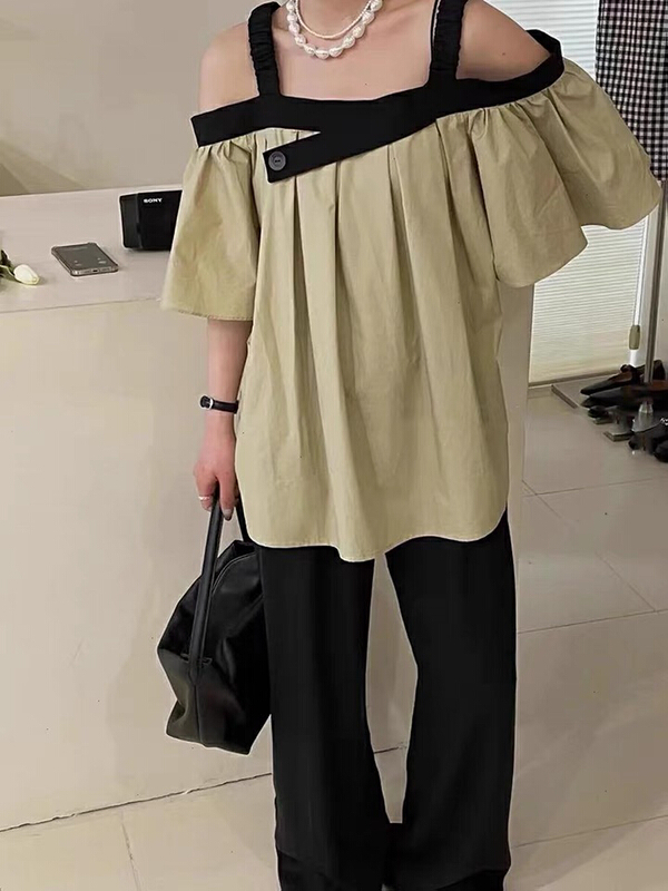 [L.L studio] Vintage irregular contrast shirt 7659# PCZ