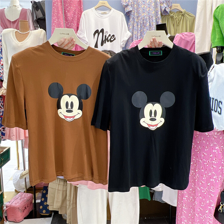 [miss coffee] Mickey print loose short sleeve T-shirt 1216# XYJ