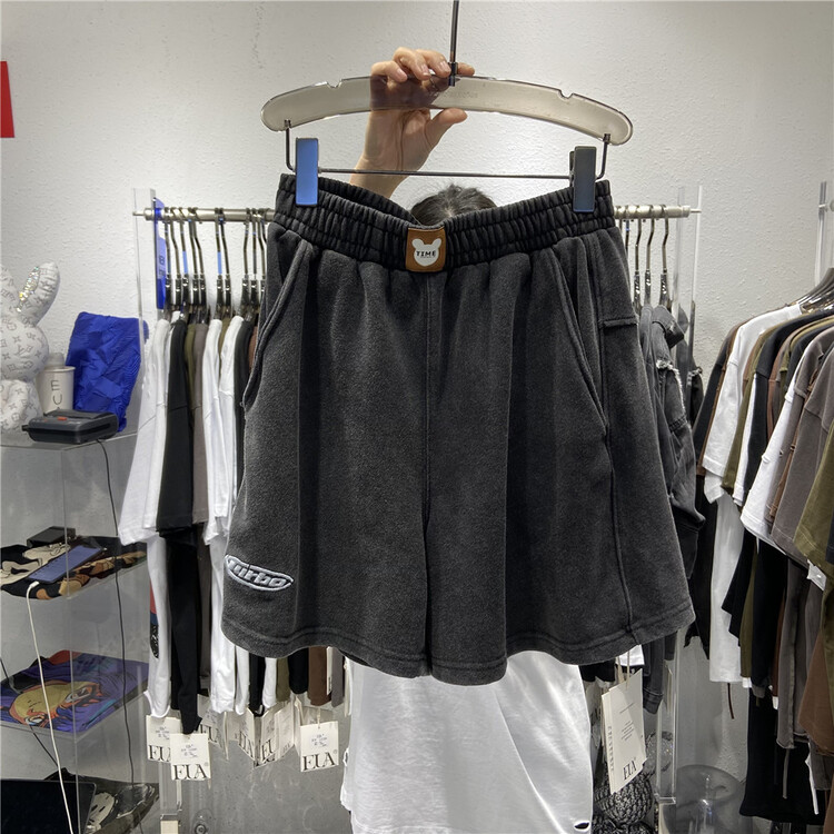 [European and American trend] comfortable Korean casual shorts with label on waist and head 13001# L