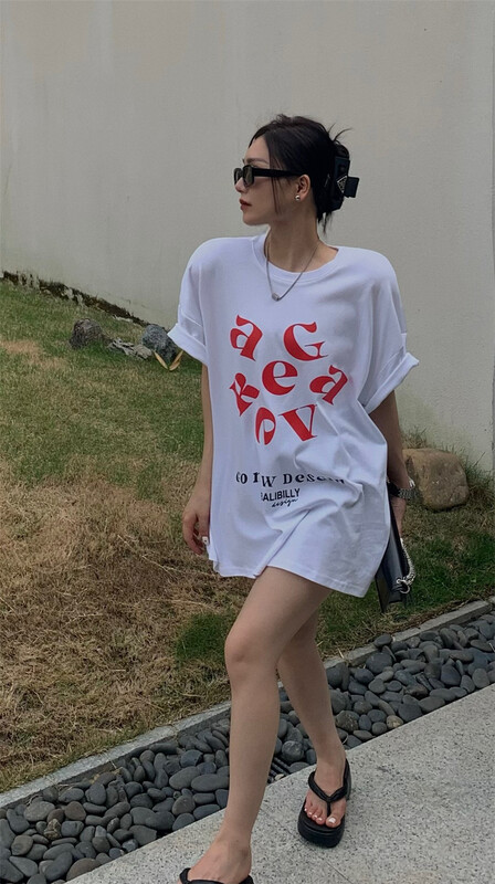 [INSS] round neck lettered fashion short sleeve T-shirt ys1-60237\lsl