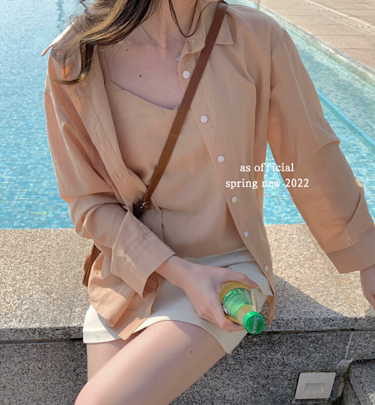 New year in early spring! [as] fashionable clean color versatile chiffon shirt (with suspender) 2107# HBx