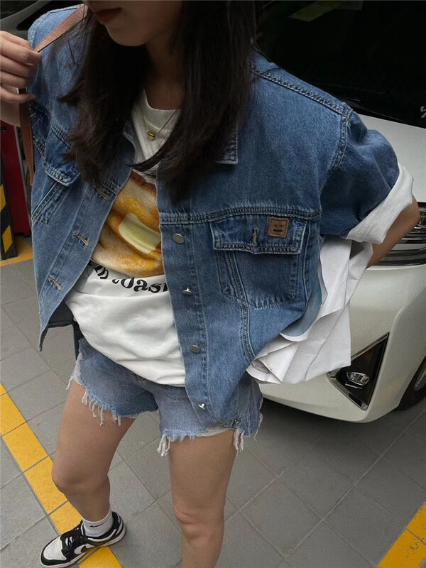 [jvv sister] shoulder pad fashion Vintage shirt 2737# zxl