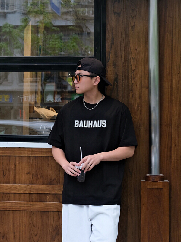 [quick simple] burned letters back printed short sleeve T-shirt 22088# ZZL