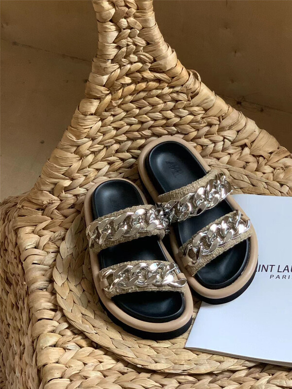 New in early summer! [in words] heavy industry design sense Korean fashion low flat heel sandals 501-ww-8# CCL