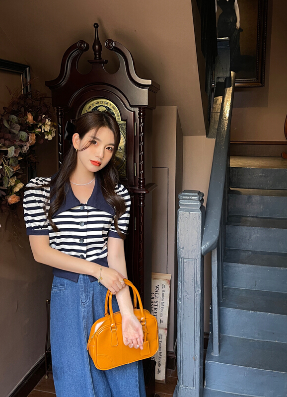 New in early summer! [x.future] simple fashion stripe large lapel single breasted shirt j8925# zxx