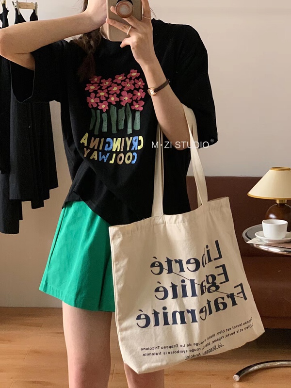 [m.zi studio] floral print loose short sleeve T-shirt 3538# HBx